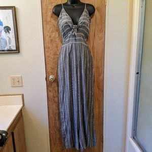 Body Glove Heather-Gray Tank Jumpsuit (not dress) with White Stripes, runs small